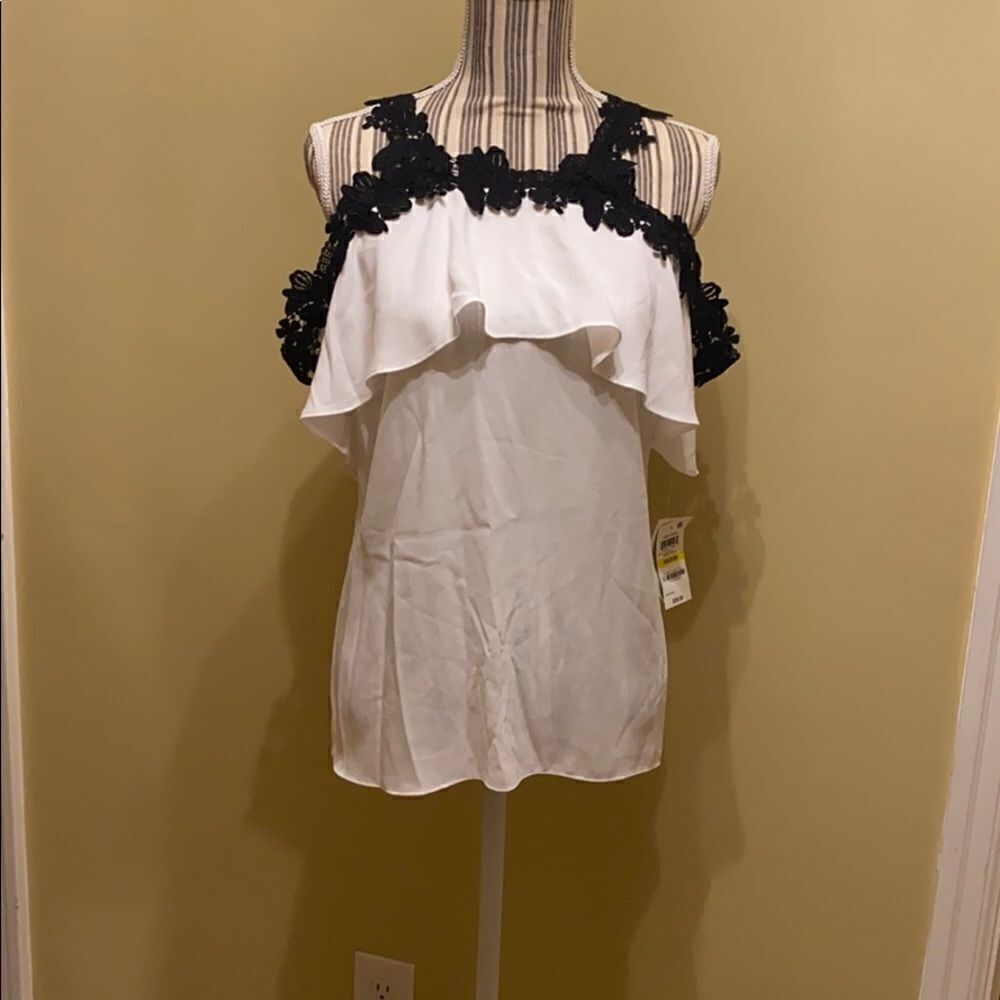 Nwt. White/black lace off the shoulder. Medium